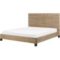 Beliani Bett mit Lattenrost Rattan SALBRIS 180 x 200