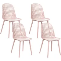 Beliani Esszimmerstuhl EMORY Kunststoff Pastellrosa 4er Set