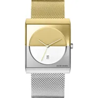 Jacob Jensen Quarzuhr Herrenuhr Designuhr eckig Edelstahl Kautschukband CLASSIC