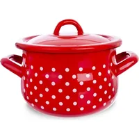 Orion Emaille-Topf emailliert ROT MIT WEISSEN PUNKTEN 16 cm