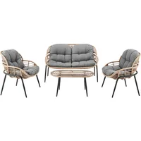 Happy Home 8-tlg. Lounge-Set aus hellem Rattan mit Sitzkissen