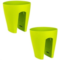 ENGELLAND® ENGELLAND 2 x Blumentopf für Balkon-Geländer, Farbe: Grün,