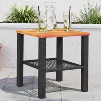 VidaXL Gartentisch Schwarz 40x40x42 cm Poly Rattan Akazienholz
