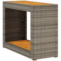 VidaXL Garten-Beistelltisch mit Holzplatte Grau Poly Rattan