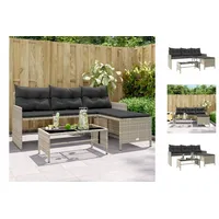 VidaXL Gartensofa in L-Form mit Tisch und Kissen Hellgrau