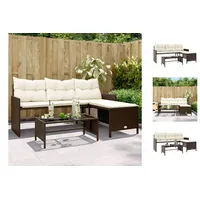 VidaXL Gartensofa in L-Form mit Tisch und Kissen Braun