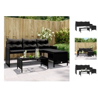 VidaXL Gartensofa in L-Form mit Tisch und Kissen Schwarz