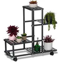 Relaxdays Blumenständer mit Rollen, HxBxT: 60,5 x 61,5 x