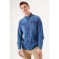 GARCIA Jeanshemd in Mittelblau mit Brusttaschen-S