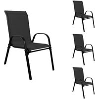 Mojawo 4xOutdoorstuhl Gartenstuhl Stapelstuhl Metall Textilen schwarz