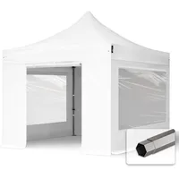 TOOLPORT 3x3m Stahl Faltpavillon, inkl. 4 Seitenteile, weiß -