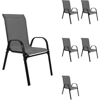 Mojawo 6er Outdoorstuhl Gartenstuhl Stapelstuhl Metall Textilen Anthrazit