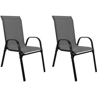 Mojawo 2 Stück XL Stapelstuhl Gartenstuhl Stapelsessel Metall schwarz