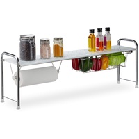 Relaxdays Küchen-Organizer weiß, silber 94,0 x 23,0 x 32,0