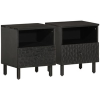 VidaXL Nachttische 2 Stk. Schwarz 40x33x46 cm Massivholz Mango