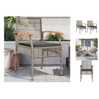 VidaXL Gartenstühle mit Kissen 2 Stk. Grau Poly Rattan
