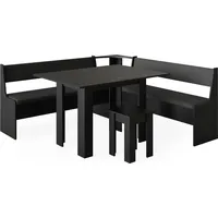 Vicco Eckbankgruppe Roman Schwarz modern 180x180 cm mit Tisch