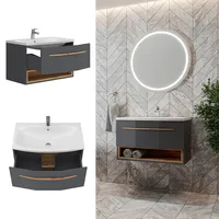 Vicco Waschbecken mit Unterschrank Stelantis, 80 cm, Anthrazit Eiche,