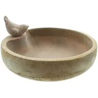 Dekoleidenschaft Vogeltränke aus Terracotta, im Antik-Look mit Zier-Vogel, Futterstelle,