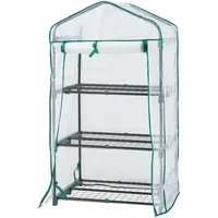 [en.casa] Gewächshaus Chaam mit 3 Ablagen 125x69x49cm Weiß