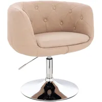 Svita Panama Retro Loungestuhl Cocktailsessel Tellerfuß Metall Stoffbezug Beige