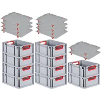 Proregal 10x Eurobox NextGen Color mit Auflagedeckel & Schiebeschnappverschlüsse
