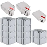 Proregal 10x Eurobox NextGen Grip mit Scharnierdeckel und roten