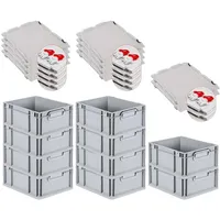 Proregal 10x Eurobox NextGen Grip mit Scharnierdeckel und roten