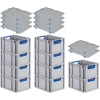 Proregal 10x Eurobox NextGen Color mit Auflagedeckel & Schiebeschnappverschlüsse
