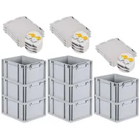 Proregal 8x Eurobox NextGen Grip mit Scharnierdeckel und gelben