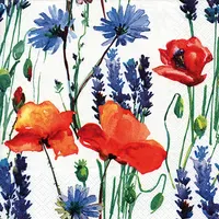 Ti-Flair Servietten Papier 33x33cm 3-lagig Mohnblumen & Kornblumen 20