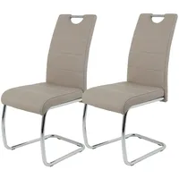 Hela Tische, 2er Set Schwingstuhl, Flora, Kunstleder Cappuccino, Griffmulde,