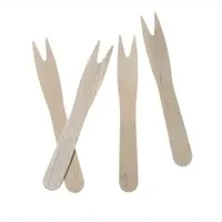Papstar 50 Pommes-Frites-Gabeln, Holz "pure" 8,5 cm | Beutel