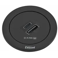 Naber Evoline Steckdose One Doppel USB A+C Schwarz