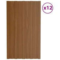 VidaXL Dachpaneele 12 Stk. Verzinkter Stahl Braun 80x45 cm