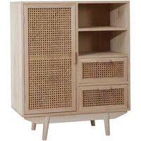 SalesFever Livetastic Sideboard Natur, Holz, Holzwerkstoff, Paulownia, Rattan,Paulownia, furniert,