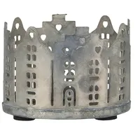 Ib laursen Kerzenhalter, Teelicht, gestanzte Häuser, silberfarben, Metall