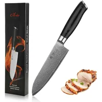 Wakoli Mikata Damast Santokumesser Klingenlänge 17 cm mit Griff
