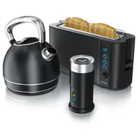 Arendo Frühstücks-Set in Schwarz matt - Wasserkocher / Toaster