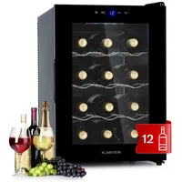 Klarstein Weinkühlschrank, Getränkekühlschrank Schmal, 1 Zone Kühlschrank mit Glastür,