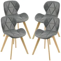 [en.casa] Stühle, Älmhult 4-er Set 81x57 cm Kunstleder Grau