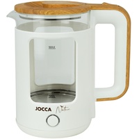 Jocca Elektrischer Wasserkocher 1,8L, 1500W, Borosilikatglas, Weiß