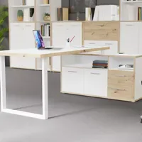Forte Eckschreibtisch Keflavik Artisan Eiche Nachbildung / Weiß