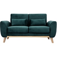 Miliboo Skandinavisches 2-Sitzer-Sofa in petrol Samt EKTOR