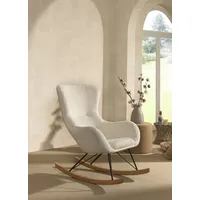 Vipack Comfortabler Schaukelstuhl, Bezug Bouclè Creme-Weiß