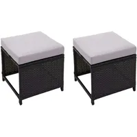 Mendler 2er-Set Poly-Rattan Hocker HWC-G16, Gartenhocker Sitzhocker, Gastronomie -