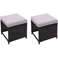 Mendler 2er-Set Poly-Rattan Hocker HWC-G16, Gartenhocker Sitzhocker, Gastronomie ~
