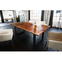 KAWOLA Esstisch LORE 160x85cm massiv mit Baumkante Nussbaumfarben Fuß