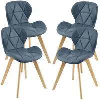 [en.casa] Stühle, Älmhult 4-er Set 81x57 cm Kunstleder Blau