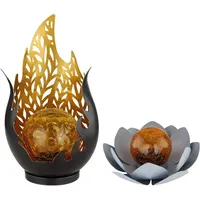 GLOBO Solarleuchte Flammen Design Außen Solarblume Aussen Lotusblume Solar